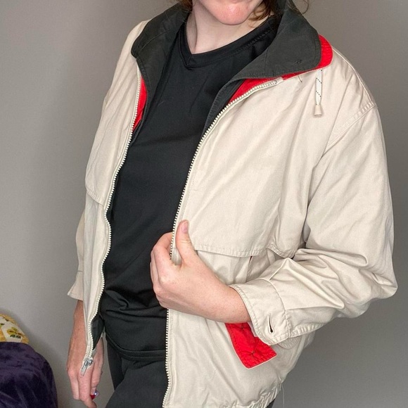 Vintage London Fog Tan Zip Up Red Accent Jacket, Size M. - Picture 3 of 4